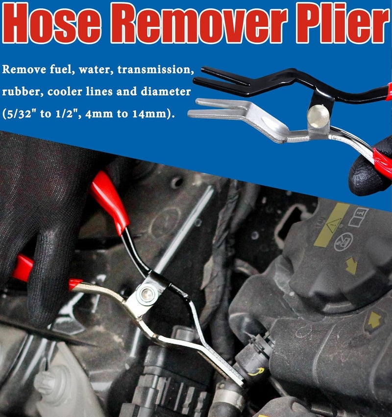 AutoWanderer Tool 6 PCS Fuel Line Disconnect Pliers Set Hose Remover Tool With 80 Degree Disconnect Pliers Hose Remover Pliers Hose Pipe Clamp Clip 7 Inch Fuel Filter Caliper Flat Hose Clamp Plier Set - Image 2